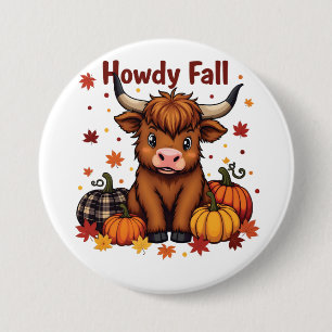 Badge Rond 7,6 Cm Howdy Y'all Automne Automne Moo Vache Citrouille