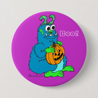 Badge Rond 7,6 Cm Huez le monstre avec le Pin de citrouille