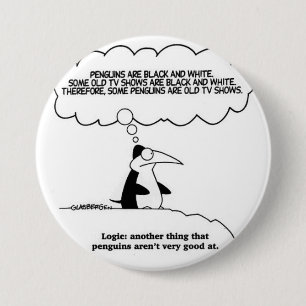 Badge Rond 7,6 Cm humour-pingouin-logique