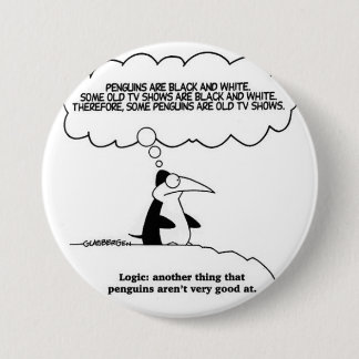 Badge Rond 7,6 Cm humour-pingouin-logique