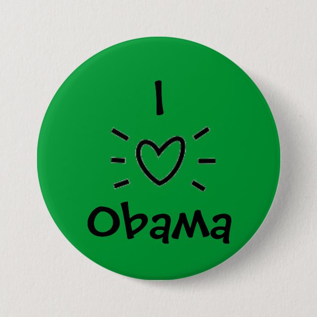BADGE ROND 7,6 CM I "COEUR" OBAMA ! (Devant)