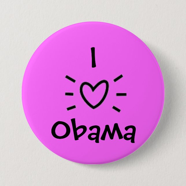 BADGE ROND 7,6 CM I "COEUR" OBAMA ! (Devant)
