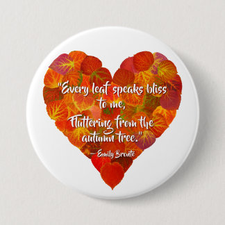 Badge Rond 7,6 Cm I Love Automne—Rouge Aspen Leaf Heart 1, Citation 