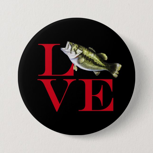 Badge Rond 7,6 Cm I Love Bass (Devant)