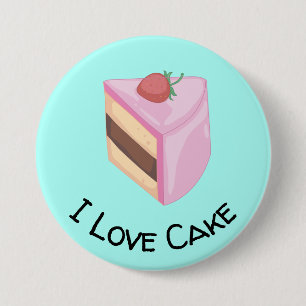 Badge Rond 7,6 Cm I Love Cake with Yummy Cake Slice