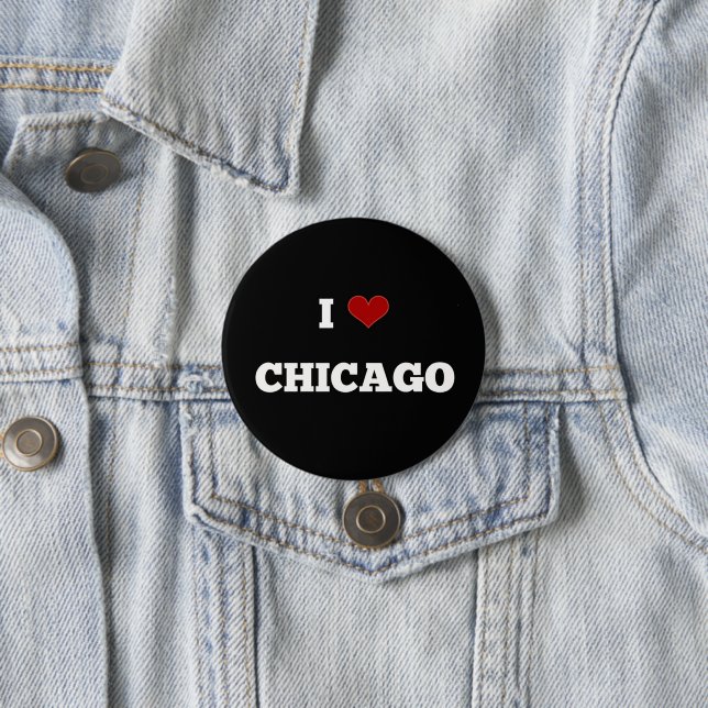 Badge Rond 7,6 Cm I Love Chicago (En situation)