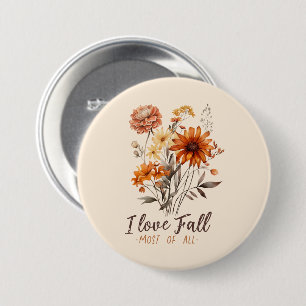 Badge Rond 7,6 Cm I Love Fall Most All - Autumn Foliage