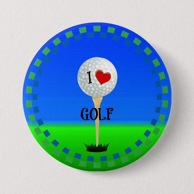 Badge Rond 7,6 Cm I Love Golf (Devant)
