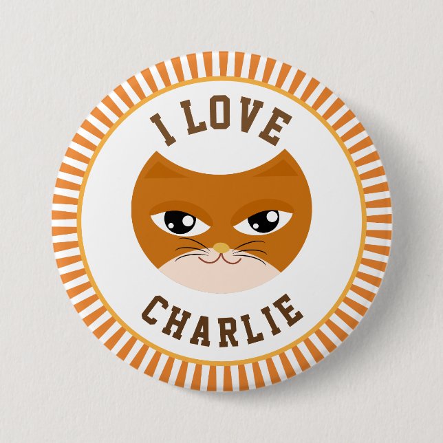 Badge Rond 7,6 Cm I love my cat (Devant)