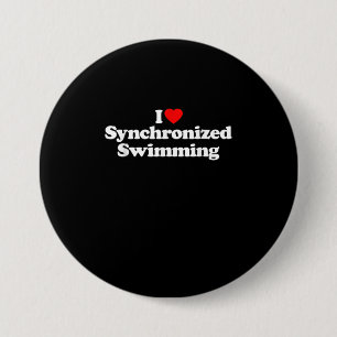 Badge Rond 7,6 Cm I Love Synchronisé Natation Coeur Souvenir Amusant