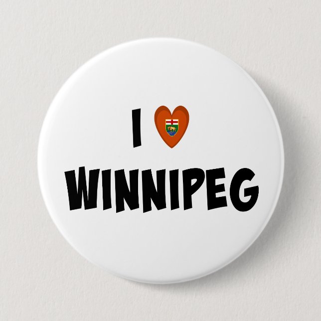 Badge Rond 7,6 Cm I Love Winnipeg (Devant)