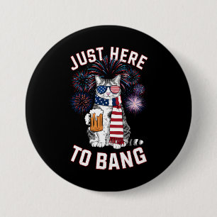 Badge Rond 7,6 Cm Ici pour boire de la bière avec drapeau USA amoure