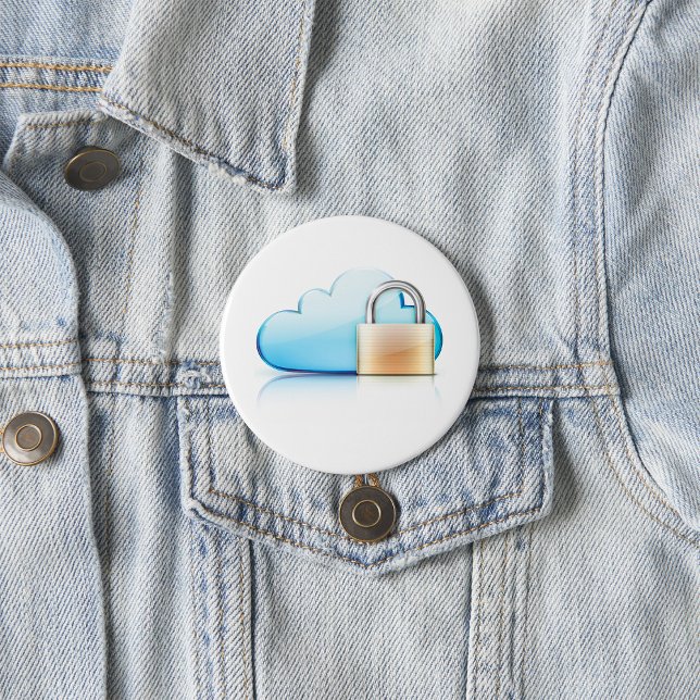 Badge Rond 7,6 Cm Icône de stockage cloud sécurisé avec cadenas (Créateur téléchargé)