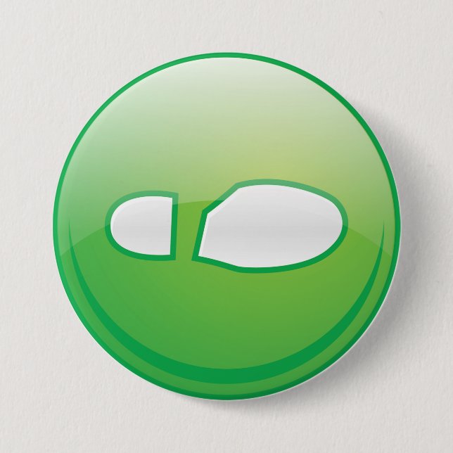 Badge Rond 7,6 Cm Icône Empreinte Verte Éco-responsable (Devant)