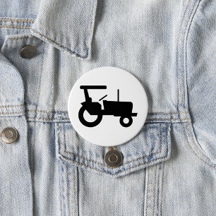 Badge Rond 7,6 Cm Icône vintage Tracteur Silhouette Farm Equipment