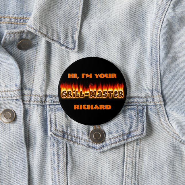 Badge Rond 7,6 Cm ID du maître du grill (En situation)