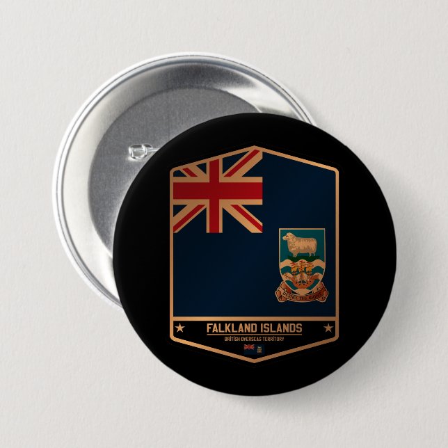 Badge Rond 7,6 Cm Îles Falkland (Devant & derrière)