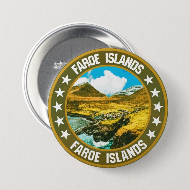 Badge Rond 7,6 Cm Îles Féroé                                      (Devant & derrière)