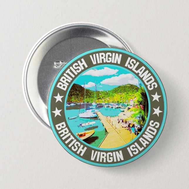 Badge Rond 7,6 Cm Îles Vierges britanniques (Devant & derrière)