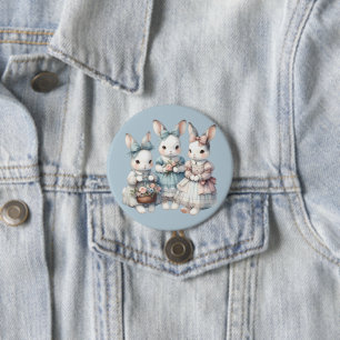 Badge Rond 7,6 Cm Illustration aquarelle des sœurs lapines Cottage