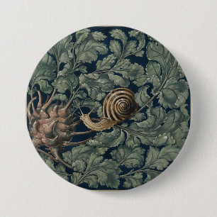 Badge Rond 7,6 Cm Illustration Art Nouveau botanique escargot antiqu