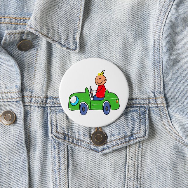 Badge Rond 7,6 Cm Illustration de la voiture verte pour enfants (Créateur téléchargé)