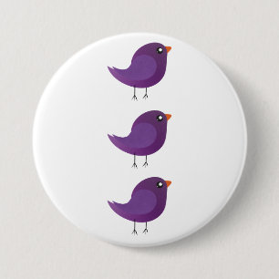 Badge Rond 7,6 Cm Illustration de petit oiseau violet mignon