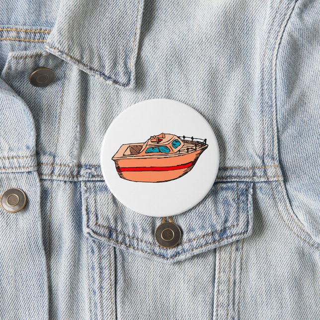 Badge Rond 7,6 Cm Illustration de Speedboat amusant Nautical Boat De (Créateur téléchargé)