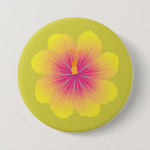 Badge Rond 7,6 Cm Illustration d'hibiscus jaune