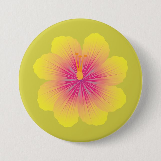 Badge Rond 7,6 Cm Illustration d'hibiscus jaune (Devant)