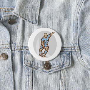 Badge Rond 7,6 Cm Illustration du joueur de football vintage Retro F
