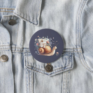 Badge Rond 7,6 Cm Illustration Floral Pastel du mignon Snail Mail