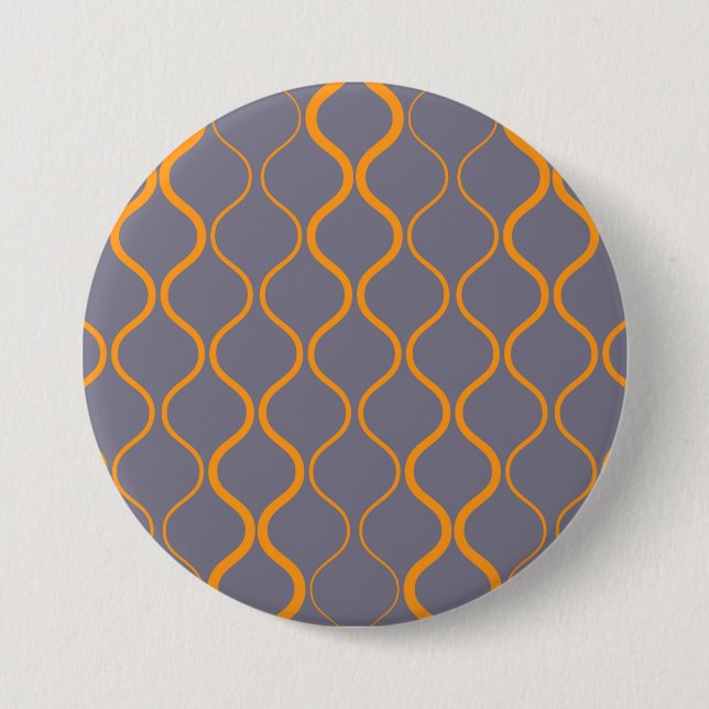 Badge Rond 7,6 Cm Illustration ondulée jaune, rétro, cool et tendanc (Devant)