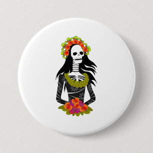 Badge Rond 7,6 Cm Illustré La Catarina pour le jour des morts