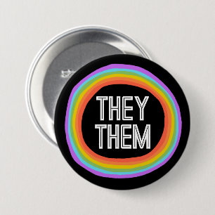 Badge Rond 7,6 Cm ILS LEUR Colorful Genre Arc-en-ciel Pronouns