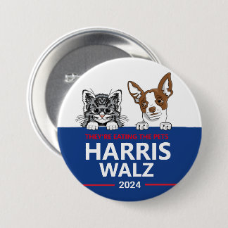 Badge Rond 7,6 Cm Ils mangent les animaux - Vote Harris Walz
