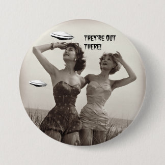 Badge Rond 7,6 Cm Ils sont là ! Bouton drôle d'UFO