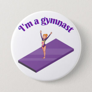 Badge Rond 7,6 Cm I'm A Gymnast - Girl with/ Leotard on Purple Gym M