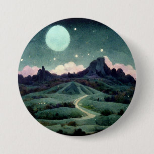 Badge Rond 7,6 Cm Imaginaire du paysage lunaire