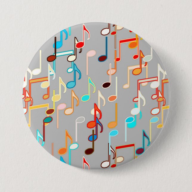 Badge Rond 7,6 Cm Impression musicale - Gris moyen, Multi (Devant)