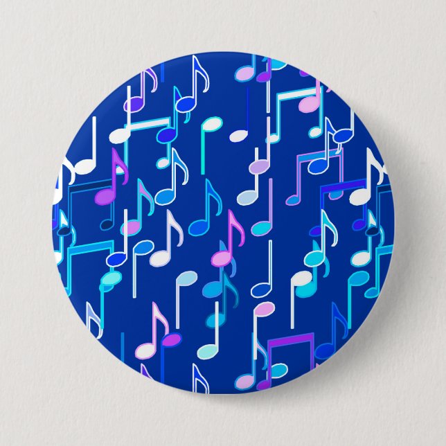Badge Rond 7,6 Cm Impression musicale - indigo blue, multi (Devant)