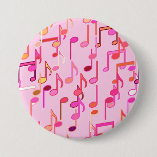 Badge Rond 7,6 Cm Impression musicale - rose, multi