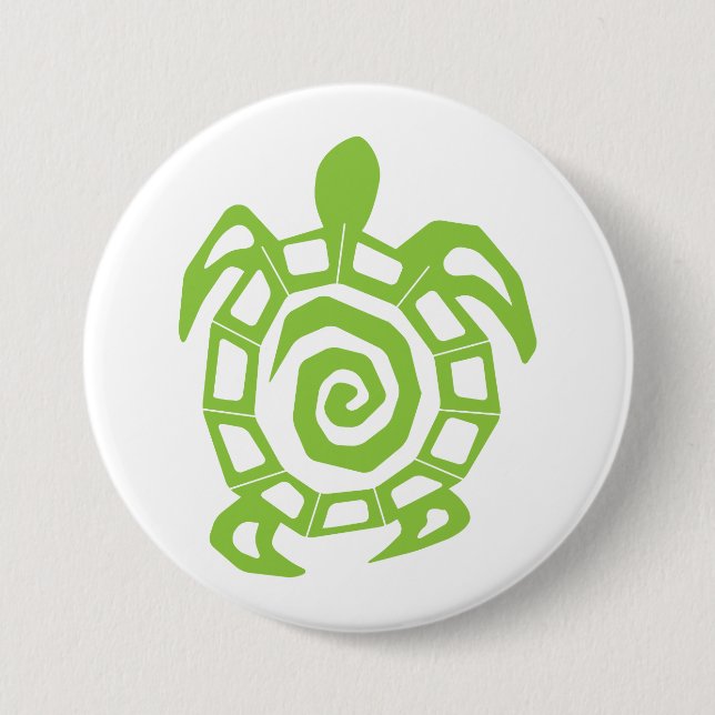 Badge Rond 7,6 Cm Impression verte de tortue (Devant)