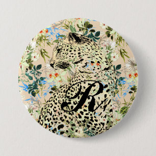 Badge Rond 7,6 Cm Imprimé floral tropical léopard hawaïen