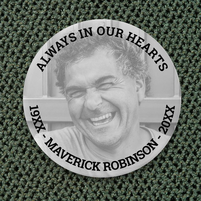 Badge Rond 7,6 Cm In Love Memory Photo Funérailles commémoratives (Créateur téléchargé)