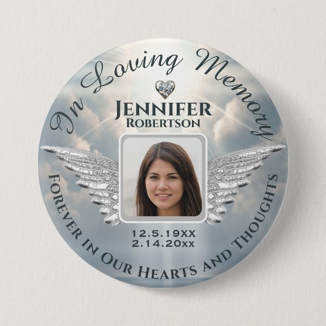 Badge Rond 7,6 Cm In Love Memory Photo Silver (Devant)