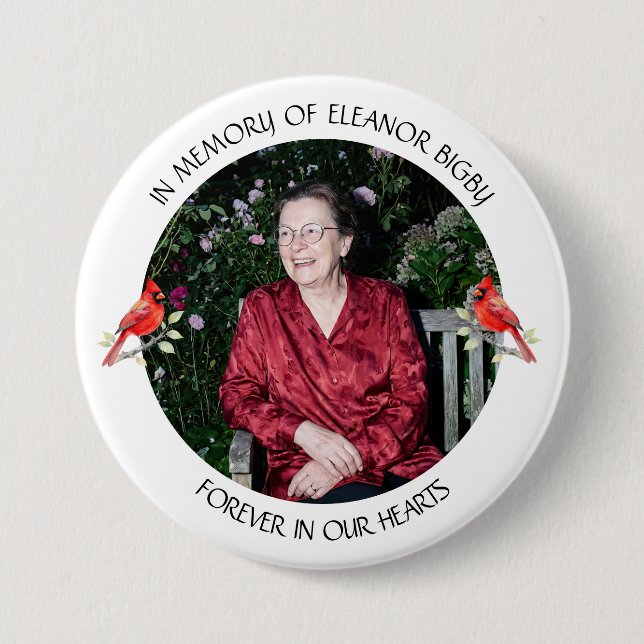 Badge Rond 7,6 Cm In Memory of | Cardinal Memorial Keepsake (Devant)