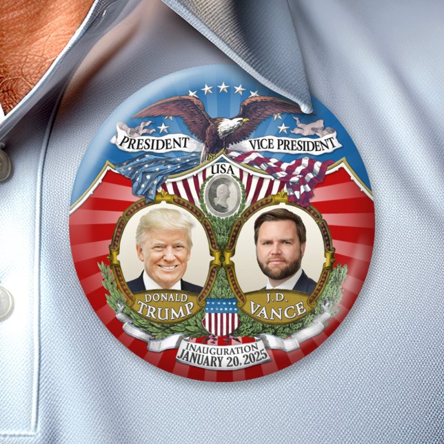Badge Rond 7,6 Cm Inauguration Victory - Donald Trump JD Vance (Trump Vance Inauguration Button)