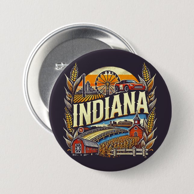 Badge Rond 7,6 Cm Indiana (Devant & derrière)