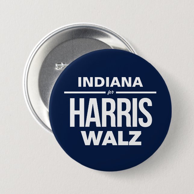Badge Rond 7,6 Cm Indiana pour Harris Walz (Devant & derrière)